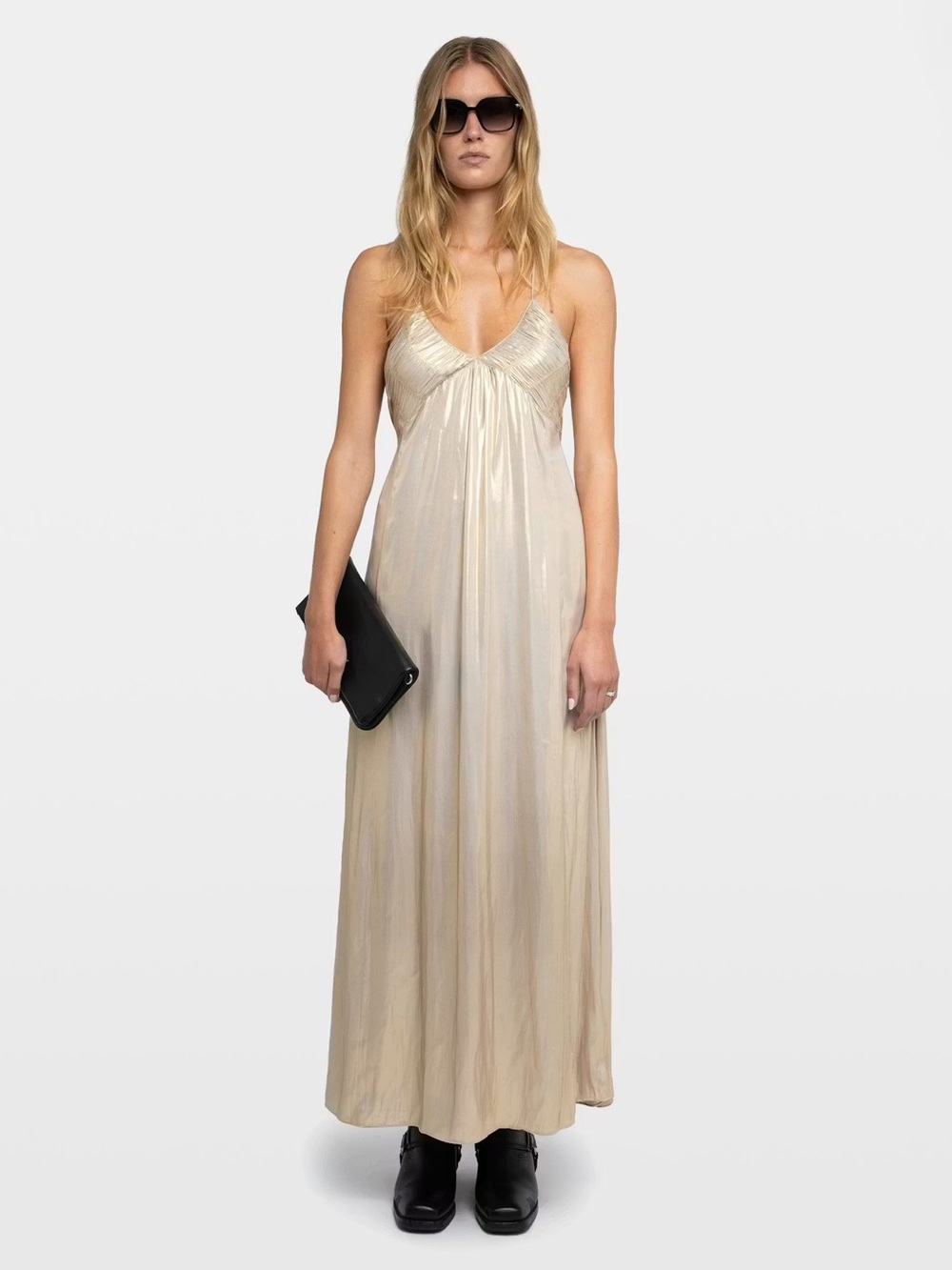 Zadig & Voltaire Shimmery Cream Halter Maxi Dress